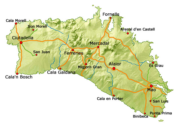 Menorca Karte mit allen Stränden - detaillierte Karte | Menorca